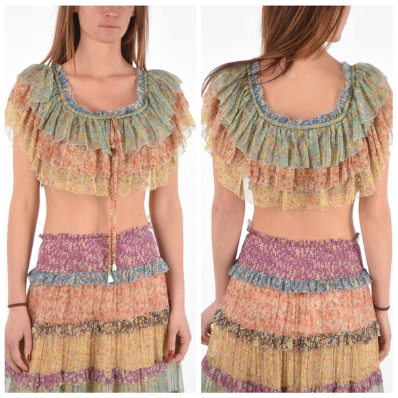 NWT Zimmermann Carnaby Off Shoulder Cotton Tiered Top Crop 4 - Picture 5 of 12